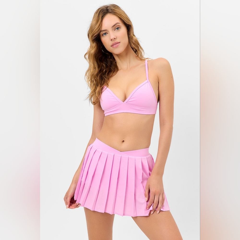 Frankies Bikinis Windy Tennis Skirt, Pink, XS